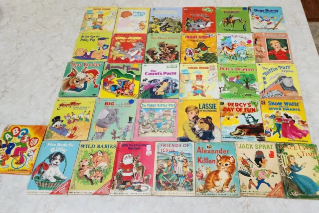 Vtg Lot of 32 Little HB Childrens Books Rand McNally Junior Elf Whitman & Golden