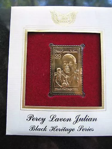 PERCY LAVON JULIAN BLACK HERITAGE SERIES 22kt Gold Golden Cover Stamp Replica