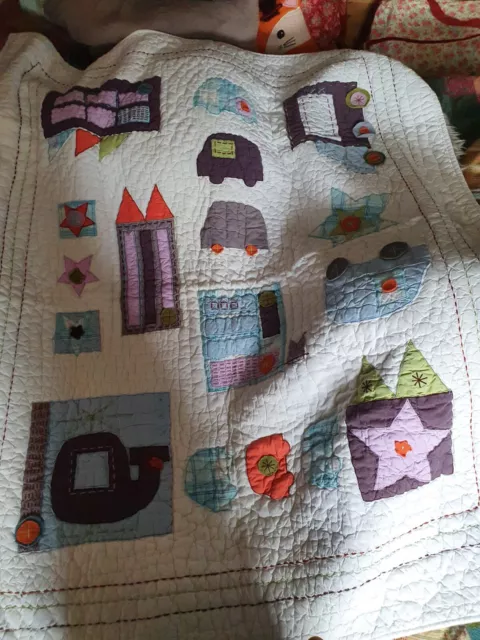 Mamas & Papas Made With Love Boys Patchwork Cotbed Quilt / Coverlet.