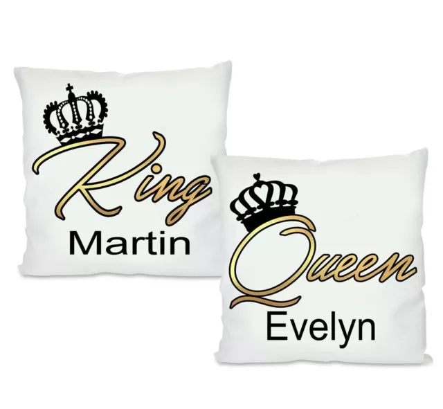 Partnerkissen mit Namen King & Queen Personalisiertes Kissen,Geschenk,Fotokissen