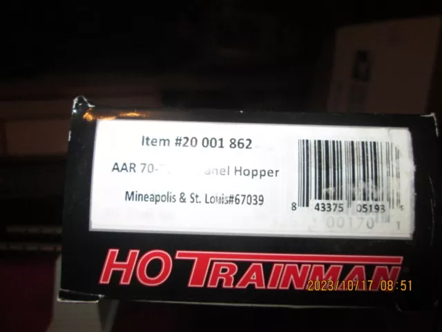 HO Scale Atlas Trainman 70 Ton 9 Panel Hopper M&SL 67039  NIB