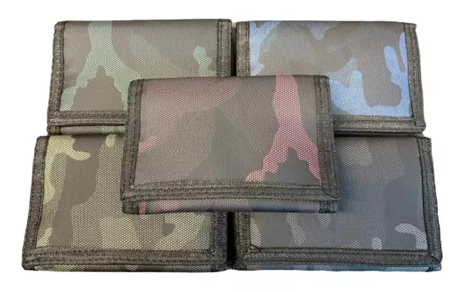 Boys Mens Camouflage  Canvas Trifold Ripper 3 Card Wallet  LL183 5 Colourways