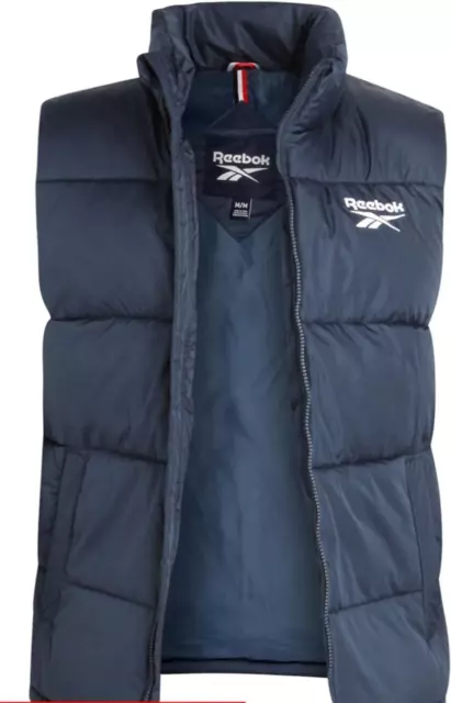 NEW Reebok Men's Puffer Vest Full-Zip, Quilted & Insulated, Vector Navy Blue M