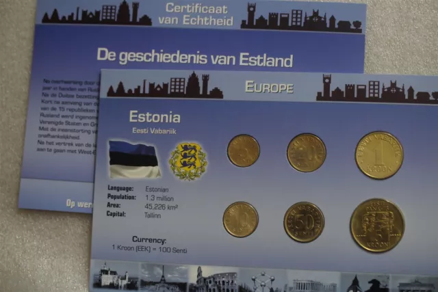 🧭 🇪🇪 Estonia Sealed Coin Set With Coa B63 #5