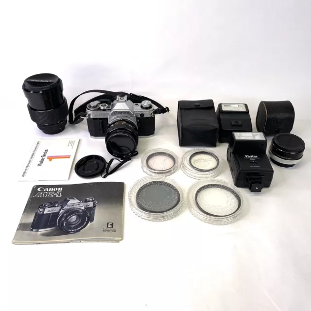 Canon AE-1 Program 35mm Film Manual Camera w/ 50mm & 35-85 mm F1.8 Lens + More!