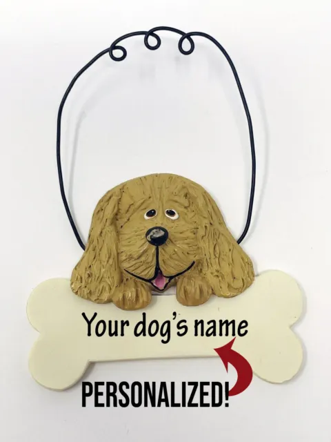 Personalized Gold Cocker Spaniel Dog Name Mini Sign Hanger Decor Figure Ornament