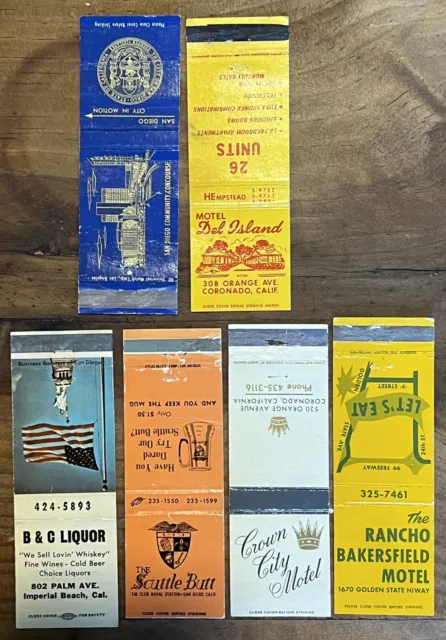 Matchbook Cover Ca Lot Of 6 Imperial Beach San Diego Bakersfield Coronado