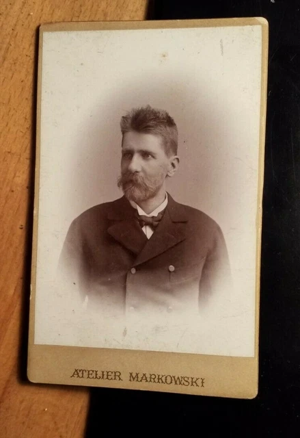 Mann mit Bart - Portrait / CDV Atelier Markowski Korneuburg / Wien