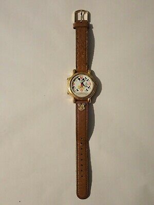 Vtg Mickey Mouse Watch Lorus V422-0010 New Battery Plays Small World & Theme Sng