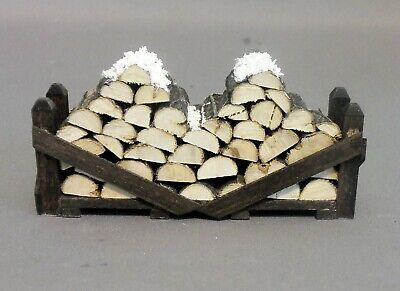 Dollhouse Miniature 1:12 Scale Outdoor Wood Pile Rack with Snow on it