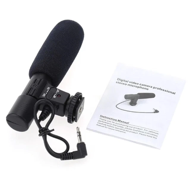 Professional External Stereo Microphone 3.5mm Camcorders Digital Video Camera