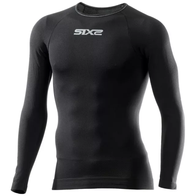 Maglia Manica Lunga Girocollo Six2 Nera Taglia 3Xl-4Xl