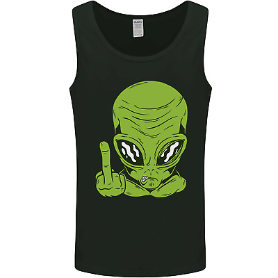 Angry Alien Finger Flip Funny Offensive Mens Vest Tank Top