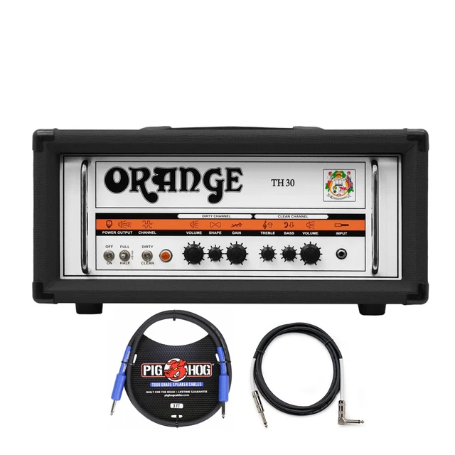 Orange Amps TH30H 30W Tube Guitar Amp Head Black with Guitar and Speaker Cable Orange Amps TH30H 30W Tube Guitar Amp Head Black with Guitar and Speaker Cable
