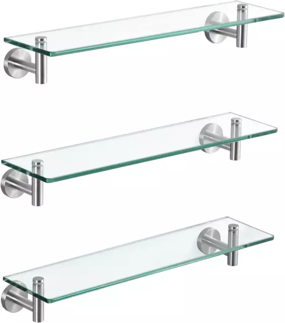 Estante de vidrio para estantes flotantes rectangulares de 20 pulgadas de baño paquete de 3 con Rustpr