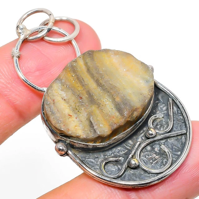 Desert Rose Druzy Gemstone 925 Sterling Silver Jewelry Pendant 2.29" Easter I563