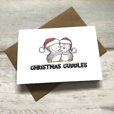 Merry Christmas Hug Cuddles Greeting Card (blank Inside) Xmas Festive Happy