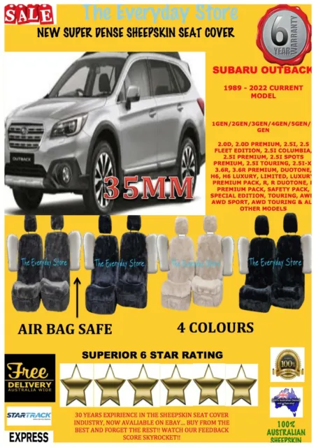 Super Dense Sheepskin Car Seat Covers For Subaru Outback AWD Pair Abag Safe35MM