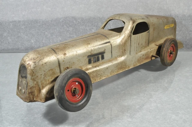 Rare Renault Nervasport Jouet tole ancien 1930 Grand Modèle 34 Cm Couleur Orange Tôleémaillée