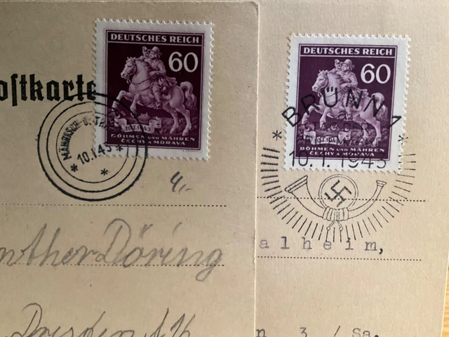 Böhmen & Mähren, 2 Belege, MiNr. 113 als FDC
