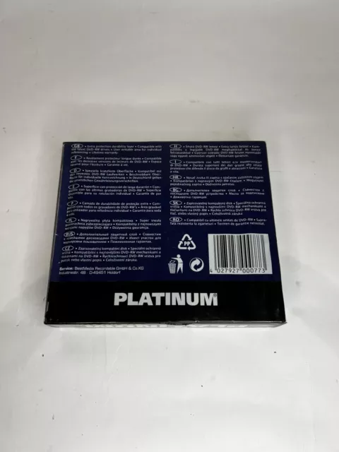 Confezione da 5 - DVD PLATINUM - grezzo - RW Slim-Case Speed 4x, 4,7 GB - IMBALLO ORIGINALE 3