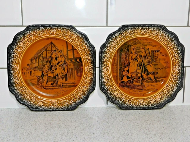 2 Krone Devon Fieldings Braune & Schwarze Platten 'Cries Of London'