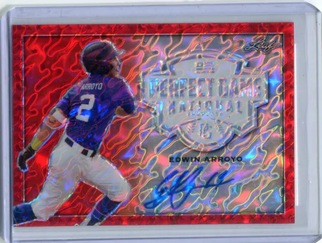 2020 Leaf Perfect Game Autographs Metal Red Marble Proof Edwin Arroyo Auto 1/1