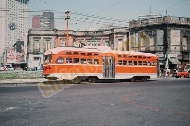 Vtg 1976 Train Slide 2115 Trolley Streetcar Mexico City Street Scene X4C161