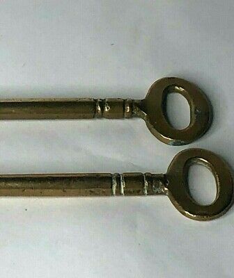 Victorian Brass Cabinet mortice key pair original 89 mm long well made 3