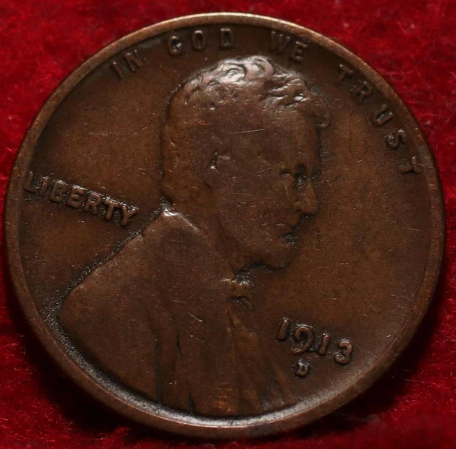 1913-D Denver Mint Copper Lincoln Wheat Cent