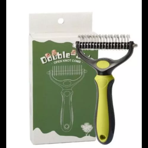 Grooming Tool 2 Sided Undercoat Knot Remover Comb for Pet Cats & Dogs Safe Green