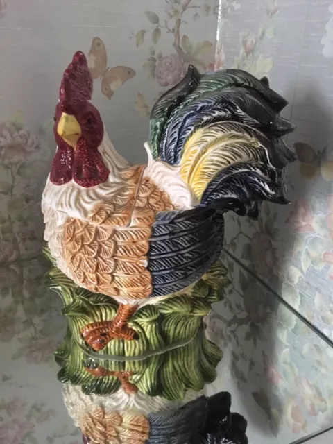 Vintage Cookie Jar Rooster Chicken Ceramic Farmhouse Country Tureen Statue