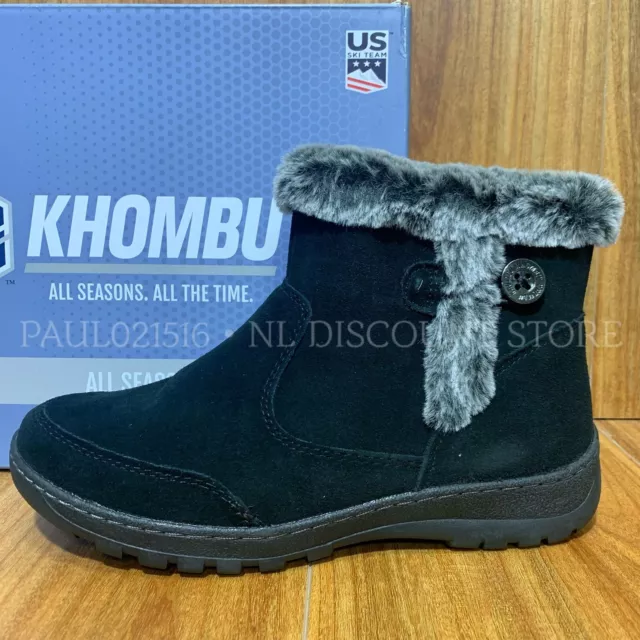 KHOMBU Women's IRIS All Weather Ankle Suede Snow Boots ~ Black ~ Various Sizes