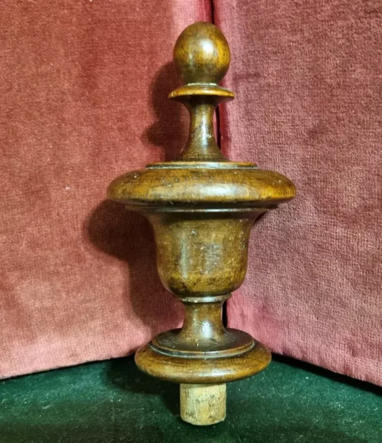 Victorian carved turned wood post finial Antique french architectural salvage 4"