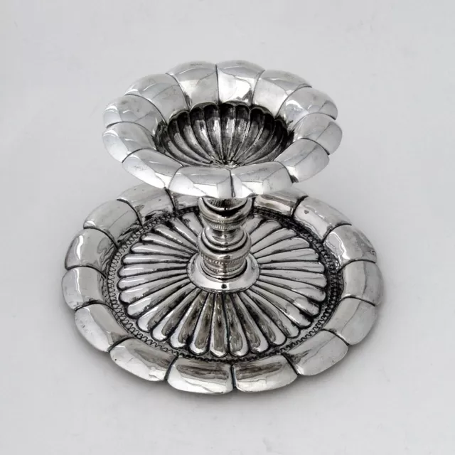 Spanish Colonial Braserillo Cigar Lamp Lobed Fluted Design Coin Silver