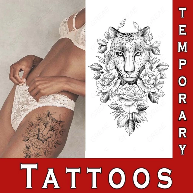 Lion Head Waterproof Temporary Tattoo Sticker Removable Transfer Large Women Men