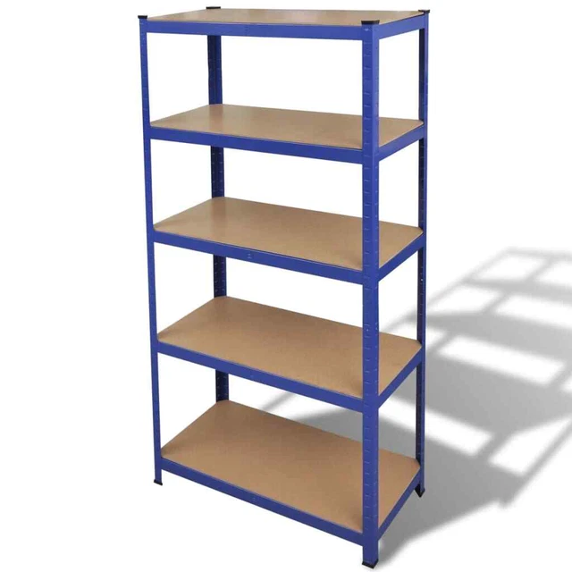 Estantería almacenaje 5 niveles azul madera contrachapada acero vidaXL