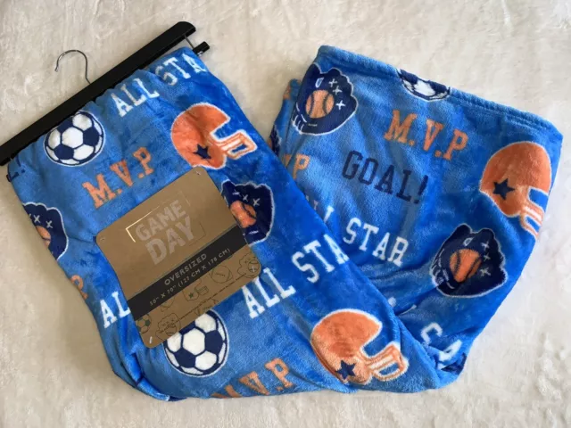 Game Day Oversized 50”x70 Throw Blanket Sports Baseball Football MVP All Star