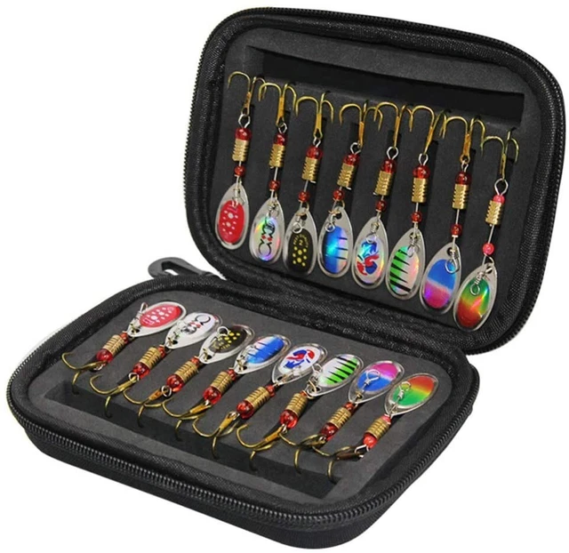 Spinner Set Mit 16 Hochwertigen Ködern Für Barschforellenhecht In Reisetasche