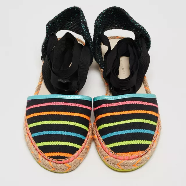 Sophia Webster Multicolor Fabric New Juana Ribbon Espadrille Flats Size 37 3