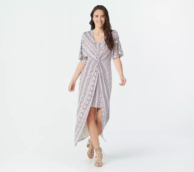 Haute Hippie Tribe  S 'Bailey' Dress Serpent Stripe Twist Front Hi / Low 4521-Q