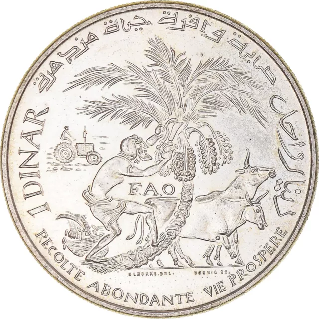 [#1161704] Coin, Tunisia, Dinar, 1970, Paris, FAO, AU, Silver, KM:302 2