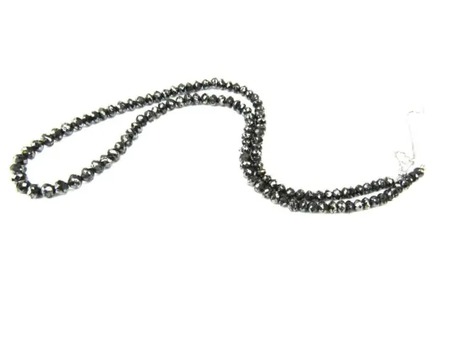 Black-Diamond Necklace Faceted Beads Awesome & Nice Quality 3mm-26"-inches-Long.