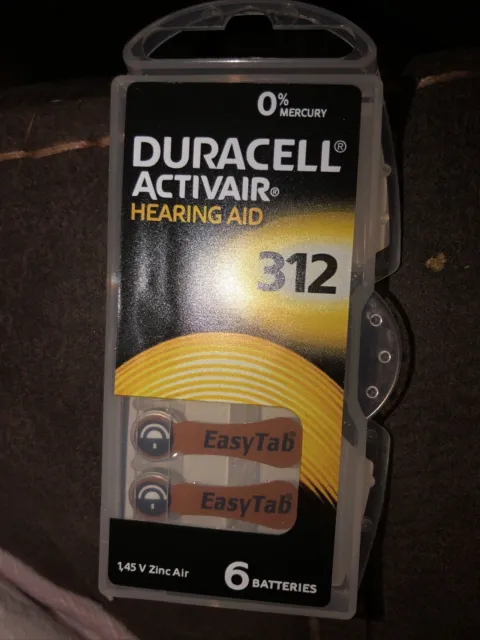 Audífono Duracell Activair 312 tamaño baterías zinc paquetes de aire de 6