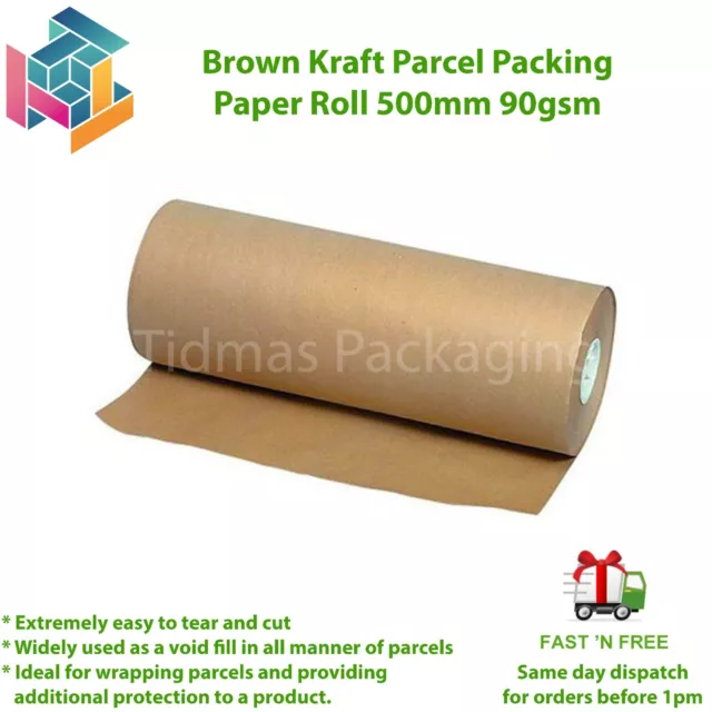 450mm Wide ECO VOID FILL & PACKING PAPER/Brown Kraft Wrapping Roll/Postal  90gsm