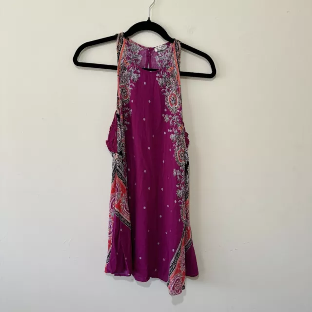 Free People Womens Mini Dress Size S Pink Purple Boho Paisley Tunic Tank Preppy