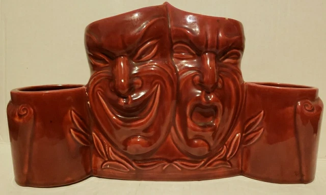 RARE MCCOY SHAWNEE? GREEK TRAGIC MASK 1940s Deep Red Burgundy Color ...