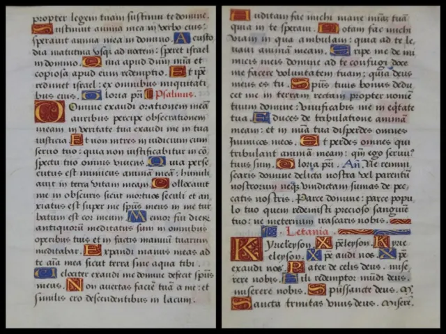 Handschrift Pergament Blatt aus Stundenbuch um 1500 viele farbige Initalen (17)
