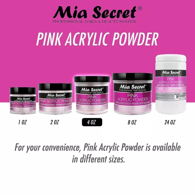 Mia Secret Acrylic Nail Powder Professional Nail System Pink - Made in USA