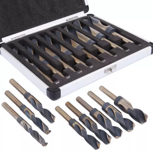 8Pc Large Size Sized Steel Metal Silver And Deming Tool Drill Bit Set Demming